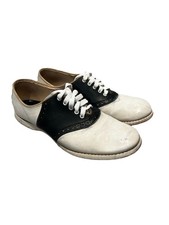 VTG 1950s Turf Shoes White/black Two Tone saddle shoes Size 7 genuine leather