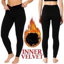 Women Thermal Heat Leggings Velvet Plush Winter Warm Fleece Lined Bottoms