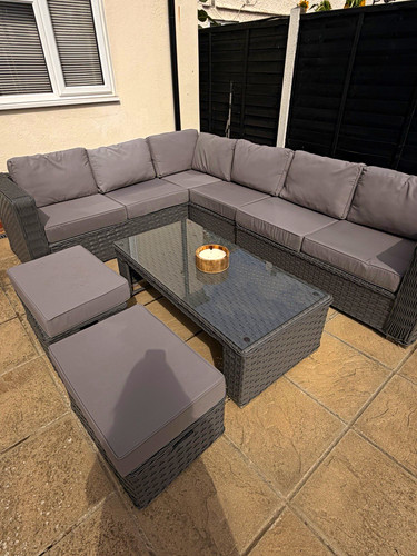 Grey rattan corner sofa - rattan,