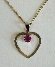9ct Gold Real Ruby (4mm) Heart Pendant - Price reduced !!