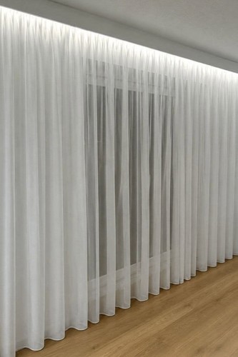 White voile curtain plain - curtain,
