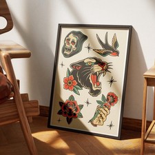 Traditional tattoo flash print - tattoo,