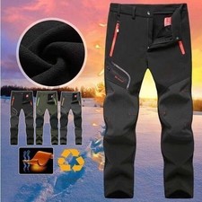 Men Thick Warm Fleece Lined Tactical Trousers Windproof Cargo Work Hiking Pants