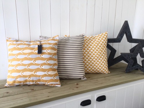 Cushion cover ochre grey - cover,