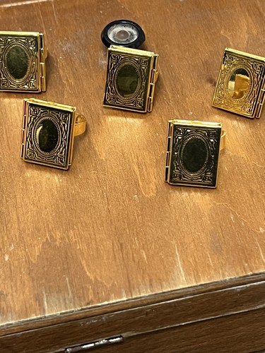 Gold book locket ring - 5,