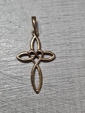 9ct Yellow Gold Celtic Knot Heart Love Cross Pendant