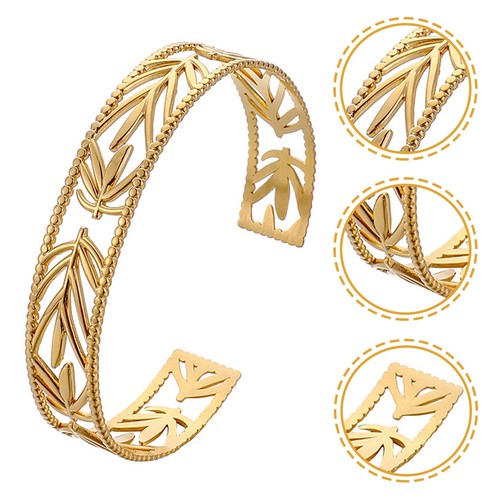 Hollow leaves bangle opening - hollow,