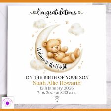 Personalised New Baby Boy, New Baby Girl Card, New Birth Congratulations Card