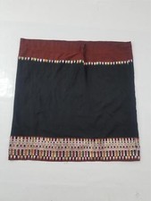 Vintage Traditional Thai Handwoven Silk Embroidered Black Tube Skirt 76x74cms 