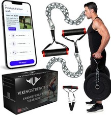 Vikingstrength Farmers walk handles, Strongman equipment in pair + Black, Red 