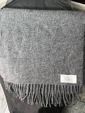VINTAGE CHRISTIAN DIOR GREY FRINGED LAMBSWOOL SCARF