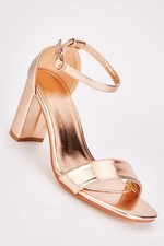 Giavanni Rose Gold Mid Block Heel Sandals Smart Shoes size 6  39 Party Evening