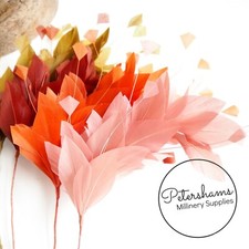 Stripped Diamond Coque & Goose Feather Wired Millinery Fascinator Hat Mount 