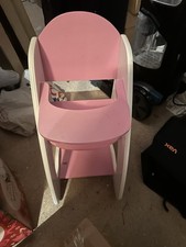 Wooden Pink Children’s Dolls High chair Toy