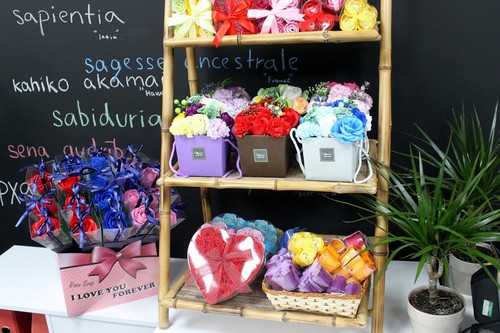 Set soap flower heart - set,