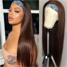 Headband Wig Human Hair Wigs Glueless Brazilian Hair Wig Remy 9A Hair Brown 150%