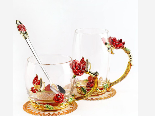 Enamel water glass flower tea - water,