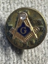 tiny Master free Mason  Lapel Pin with White Stone badge