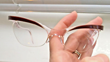 Vintage 50s Slender Birch Brown & Clear Cats Eye Supra Spectacles