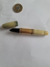 Vintage Fountain Pen – Ribbed Celluloid & Gold Trim – For Repair/Parts