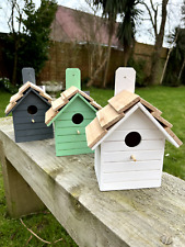 Wooden Birdhouse 3 Assorted Colours 22cm white mint grey beach hut house birdbox
