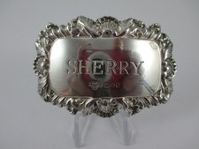 LOVELY STERLING SILVER " SHERRY" DECANTER LABEL, A.CHICK & SONS, LONDON 1966