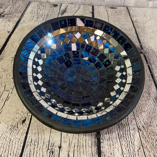 28cm indigo blue round mirror - indigo,