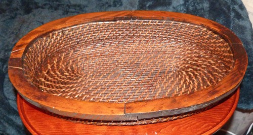 Vintage wicker rattan tray - wicker, /