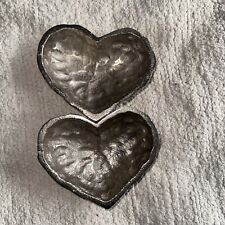 Parlane Two Hammered  Effect  Silver Heart Trinket Bowl Ornament  Container
