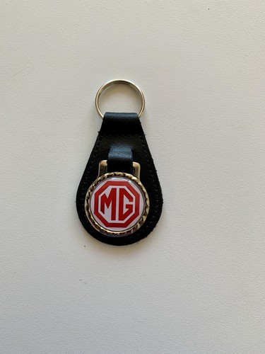Black leather keyring fob - black,