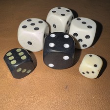 6 Vintage Old  Dice Gambling Card Game Three Different Sizes 