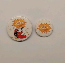 Vintage Badges. Mr Fizzy Drinks Maker Magic Magician Soda Pop Advertising X 2
