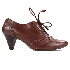 Clarks Ankle Boots Brown Purple Leather Lace Up Heels Size 4