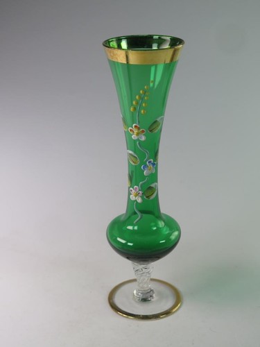 Vintage green enamelled glass - vintage,