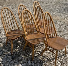 SUPERB RETRO ERCOL  SET OF 6 BLOND QUAKER DINING CHAIR,  VERY CLEAN CONDITION,