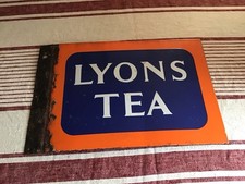  Vintage  Lyons Tea Enamel Sign, Double-Sided 42cm by 28cm Original Period
