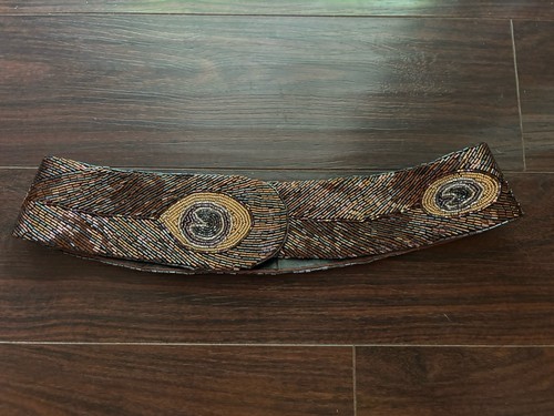Beaded belt peacock pattern - beaded,