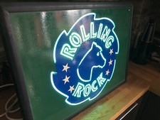 VINTAGE ROLLING ROCK HORSE BEER FLUORESCENT NEON BAR SIGN LIGHTS FULLY WORKING