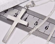 Sterling Silver (925) Plain Cross / Crucifix Pendant - Choice of Chain Length