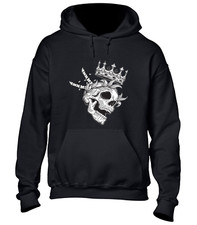 SKULL CROWN HOODY HOODIE SKELETON HORROR DEMON DEVIL MODERN FASHION TOP