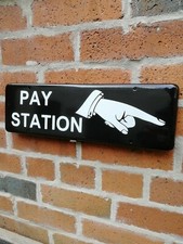 PAY STATION enamel sign vintage retro old sign porcelain sign shop sign