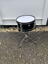 Free P&P. 10” Snare Drum with Stand. Black Finish Holes In Heads. Busking Gigs