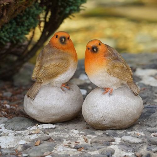 Robin stone pair - robin, resin