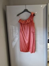 Joseph 100% Silk Dress off the shoulder salmon pink or coral colour Immaculate 