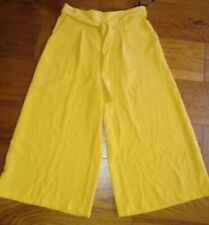 NEW - PRIMARK CROPPED WIDE LEG CREPE TROUSERS CULOTTES SIZE 4 - MUSTARD YELLOW 