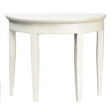 Dolls House White Half Moon Demi Lune Table Miniature 1:12 Scale Hall Furniture