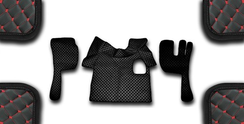 Black eco leather floor mats - black,