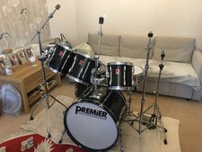 Premier 6-Piece Drum Kit (APK?) with various Premier Stands and Pedals