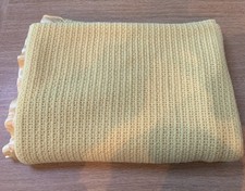 Vintage Tranquilitie Pure Wool Cellular Blanket Large Yellow Double 60”x 89”