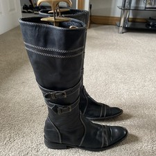 Harley Davidson black Leather Knee High biker Boots Size 6 EU 39 US 8